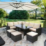 Beige Cushion Pelias Corner Outdoor Lounge Set