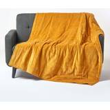 Homescapes Mustard Velvet Quilted Throw Blankets Grey, Green, Pink, Orange, Yellow, Red, Blue