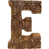 Geko Hand Carved Wooden Geometric Letter E
