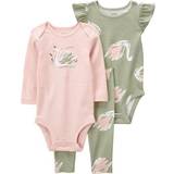Green Other Sets Children's Clothing Carter's Baby Girls 3-Piece Swan Little Character Set 24M Pink/Green