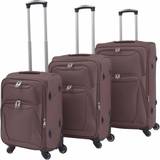 Brown Suitcase Sets vidaXL 3 Piece Soft Case Trolley Set
