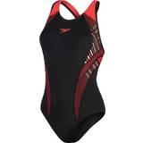 Women Swimsuits Speedo Women's Placement Laneback Swimsuit - Black/Red