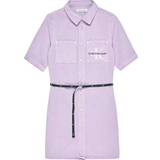 Denim dresses - Short Sleeves Calvin Klein Denim Shirt Dress - Iris Orchid (IG0IG01838-VDR)