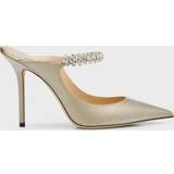 Fabric Heeled Sandals Jimmy Choo Women's Bing Embellished High Heel Mules Champagne