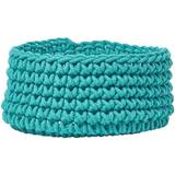 Turquoise Baskets Homescapes Teal Green Cotton Knitted Round Storage Basket