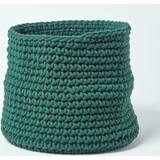 Cotton Baskets Homescapes Forest Green Cotton Knitted Round Basket