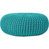 Red Poufs Homescapes Teal Green Large Knitted Footstool Pouffe