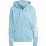 adidas Essentials Linear Full-Zip French Terry Hoodie - Preloved Blue/White