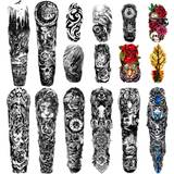 Extra large waterproof temporary tattoos 8 sheets full arm fake tattoos and 8