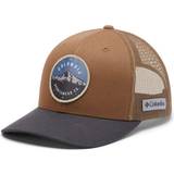 Brown - Women Headgear Columbia Unisex Mesh Snap Back Hat - Delta/Shark/Mt Hood Cicle Patch