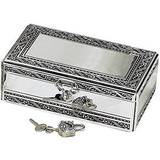 Elegance Leeber 86898 Silver Antique Silver Jewelry Box With Jeweled Lock