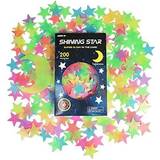 Red Wall Decor Kid's Room Glow in The Dark Stars Stickers for Ceiling, Adhesive 200pcs 3D Glowing Stars
