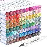 Shuttle Art Dual Tip Brush Pens Art Markers, 105 Colors Fine and Brush Dual Tip Markers Set in Portable Case with 1 Coloring Book for Kids Adult