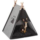 Relaxdays animal shelter, felt teepee cat cave, folding dog tent, bed