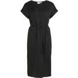 Recycled Fabric Dresses Vila Viellette Short Sleeved Midi Dress - Black