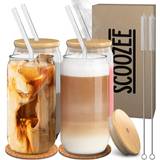 Scoozee - Glass Jar with Straw 47.3cl 4pcs