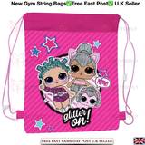 Pink Gymsacks TDL LOL Surprise Dolls Pull String Sports Swim PE Gym Bag
