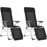 VidaXL Camping Chairs vidaXL Folding Camping Chairs with Footrests 2 pcs Black Textilene