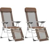 vidaXL Folding Camping Chairs with Footrests 2 pcs Brown Textilene