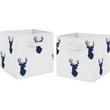 Sweet Jojo Designs Navy Blue Deer Woodland Deer Stag Collection Cube Bins