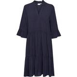 Knee Length Dresses - Loose Saint Tropez Edasz Solid Dress - Blue Deep