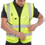 5XL Work Vests Beeswift Seen Executive Waistcoat Hi-Vis Polyester Yellow