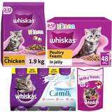 Whiskas Cats Pets Whiskas kitten complete dry food food pouches milk bundle of 4