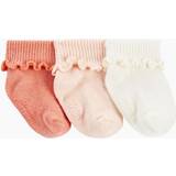 0-1M Socks Children's Clothing Carter's Baby Girls 3-Pack Ribbed Booties 12-24 Pink/White