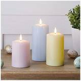 Lights4fun Set of 3 Pastel Easter TruGlow Battery Operated Wax LED Candle
