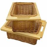 Kitchen Cabinets MonsterShop 2 x Pull Out Wicker Kitchen Baskets 400mm