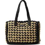 Kate Spade High Tide Striped Crochet Raffia Medium Tote Bag Bag, Black Multi, One Size