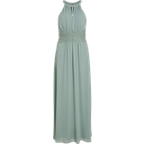 Long Dresses - Recycled Fabric Vila Milina Pleated Halterneck Maxi Dress - Green Milieu
