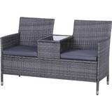 OutSunny Duo Seat Table Bench Outdoor Sofa