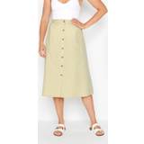 LTS tall beige brown linen button front skirt