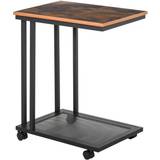 Laptop side table Homcom C Shape Rustic Brown Small Table 36x51cm