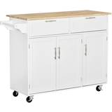 White Trolley Tables Homcom Kitchen Island Utility Cart Trolley Table