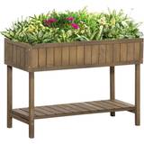 Pots & Planters OutSunny Wooden Herb Planter Stand 8 Cubes Bottom Shelf Raised