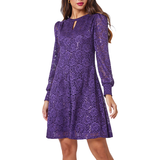 Roman Lace Sparkle Swing Dress - Purple