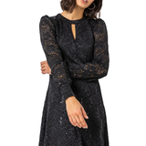 Short Dresses Roman Lace Sparkle Swing Dress - Black