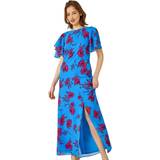 Roman Floral Tiered Sleeve Maxi Dress - Blue