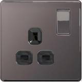 Electrical Outlets BG Black Nickel 13A 1 Gang Double Pole Switched Socket