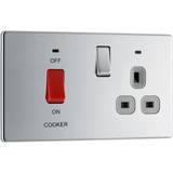 Electrical Outlets BG Chrome 45A Cooker Connection Unit Switched Socket Grey