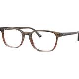 Striped Glasses Ray-Ban Unisex Rb5418 Striped Brown & Red Clear Lenses Polarized 54-19