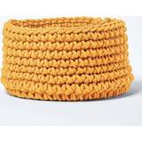 Rattan Interior Details Homescapes Cotton Knitted Round Mustard Basket