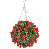 Outdoor 28cm Red Tulip Hanging Basket Flower Topiary Ball Artificial Plant