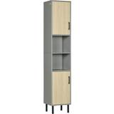 Black Storage Cabinets kleankin Tall Slim Grey/Light Brown Storage Cabinet 31.4x165cm