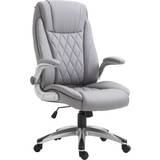 Leathers Office Chairs Vinsetto Home Swivel PU Leather Grey Office Chair 121cm