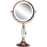 Makeup Mirrors Beliani Lighted Makeup Mirror ø 18 cm Rose Gold MAURY