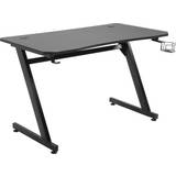 Gaming Desks Maplin Gaming Desk Steel Frame with Cup Holder, Headphone Hook, Adjustable Feet and Cable Organiser, Home Office Computer Table, Black