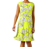Elastane/Lycra/Spandex - Knee Length Dresses Roman Linear Floral Print Swing Dress - Green